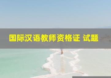 国际汉语教师资格证 试题